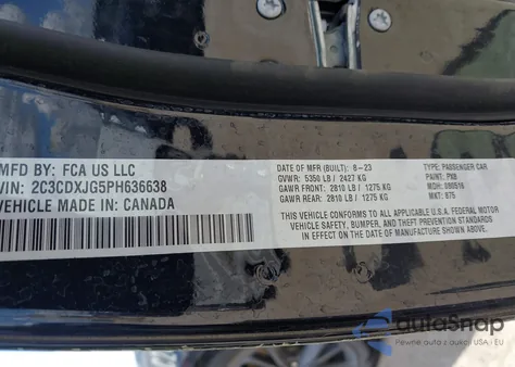 2023 Dodge Charger Sxt Awd из США, поврежденный, VIN 2C3CDXJG5PH636638